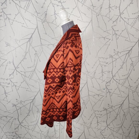 Staring At Stars Orange Artsy Aztec Print Waterfall Cardigan - Picture 3 of 8